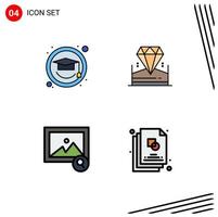 Pictogram Set of 4 Simple Filledline Flat Colors of education search brilliant hotel creative Editable Vector Design Elements