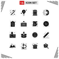 16 Thematic Vector Solid Glyphs and Editable Symbols of open list window web processing Editable Vector Design Elements