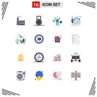 Pack of 16 Modern Flat Colors Signs and Symbols for Web Print Media such as forward communication connection chat meeting Editable Pack of Creative Vector Design Elements