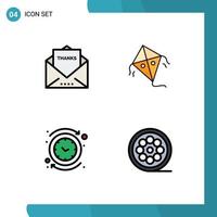 User Interface Pack of 4 Basic Filledline Flat Colors of envelope circle thanks festival reverse Editable Vector Design Elements