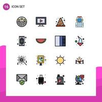 Universal Icon Symbols Group of 16 Modern Flat Color Filled Lines of helmet space play astronaut road Editable Creative Vector Design Elements