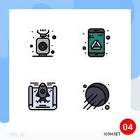 4 Filledline Flat Color concept for Websites Mobile and Apps camping business stove google satellite Editable Vector Design Elements