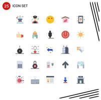 User Interface Pack of 25 Basic Flat Colors of commerce nature embarrassed easter house Editable Vector Design Elements
