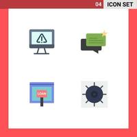 Modern Set of 4 Flat Icons Pictograph of computer credit internet ecommerce loan Editable Vector Design Elements