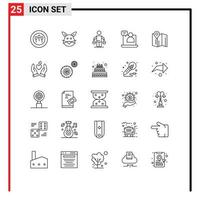 Universal Icon Symbols Group of 25 Modern Lines of location conversation patent chat law Editable Vector Design Elements