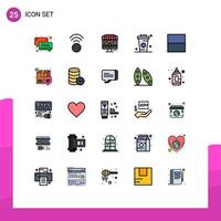 Mobile Interface Filled line Flat Color Set of 25 Pictograms of interface food online drinks cup Editable Vector Design Elements