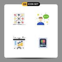 Stock Vector Icon Pack of 4 Line Signs and Symbols for data assets cluster employee income Editable Vector Design Elements