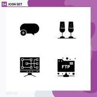 Set of 4 Modern UI Icons Symbols Signs for chat construction add cheers account Editable Vector Design Elements