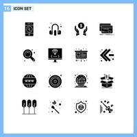 Group of 16 Solid Glyphs Signs and Symbols for maximize debit insurance credit banking Editable Vector Design Elements