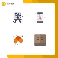 4 Thematic Vector Flat Icons and Editable Symbols of canvas cells mobile direction study Editable Vector Design Elements