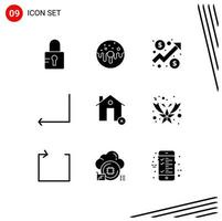 Solid Glyph Pack of 9 Universal Symbols of clear buildings analysis enter arrow Editable Vector Design Elements