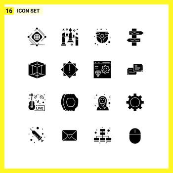 16 User Interface Solid Glyph Pack of modern Signs and Symbols of design navigation light index childhood Editable Vector Design Elements