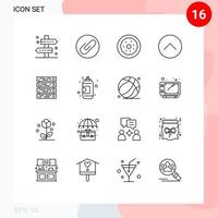 Group of 16 Outlines Signs and Symbols for rack multimedia dessert media player up Editable Vector Design Elements