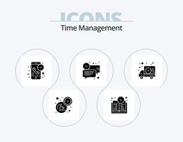 Time Management Glyph Icon Pack 5 Icon Design. delivery. message. duration. clock. bubble vector