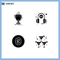 Universal Icon Symbols Group of 4 Modern Solid Glyphs of award bluetooth edge help multimedia Editable Vector Design Elements