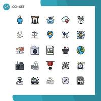 Modern Set of 25 Filled line Flat Colors Pictograph of food marker email pin cloud Editable Vector Design Elements