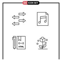 paquete de iconos vectoriales de stock de 4 signos y símbolos de línea para el desarrollo de exportación código de audio flora elementos de diseño vectorial editables vector