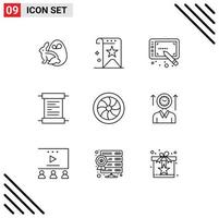 Set of 9 Vector Outlines on Grid for repair car reputation script paper Editable Vector Design Elements