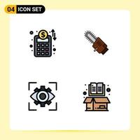 Set of 4 Modern UI Icons Symbols Signs for accounts plan imagination saw cordless vision Editable Vector Design Elements