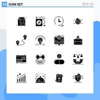 Pictogram Set of 16 Simple Solid Glyphs of route location marketing percentage chart Editable Vector Design Elements