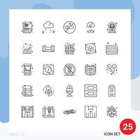 Set of 25 Commercial Lines pack for bag person nonsmoking people indian Editable Vector Design Elements