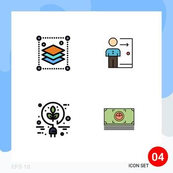 4 Thematic Vector Filledline Flat Colors and Editable Symbols of copy layers person misc exit bio Editable Vector Design Elements
