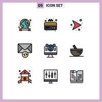 9 iconos creativos, signos y símbolos modernos de los medios sociales, dirección del globo, mensaje del sitio web, elementos de diseño vectorial editables vector