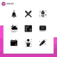 Set of 9 Modern UI Icons Symbols Signs for up box red rose deliver weather Editable Vector Design Elements