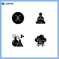 Stock Vector Icon Pack of 4 Line Signs and Symbols for pisces lab symbols training tube Editable Vector Design Elements