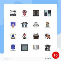 16 Universal Flat Color Filled Line Signs Symbols of building finger tuch home tuch thumbnails Editable Creative Vector Design Elements