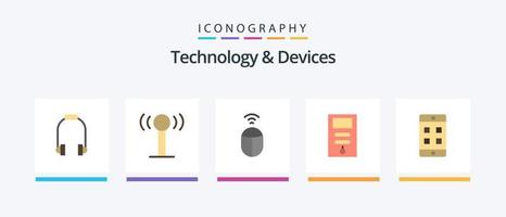 paquete de iconos flat 5 de dispositivos que incluye . celúla. Wifi. móvil. ordenador personal. diseño de iconos creativos vector