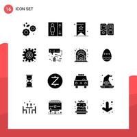 16 Universal Solid Glyph Signs Symbols of gear star bookmark american book Editable Vector Design Elements