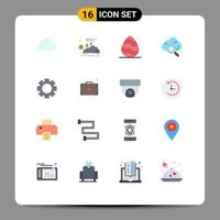 16 User Interface Flat Color Pack of modern Signs and Symbols of setting technology rain research spring Editable Pack of Creative Vector Design Elements