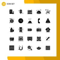 25 Thematic Vector Solid Glyphs and Editable Symbols of music celebration create party food Editable Vector Design Elements