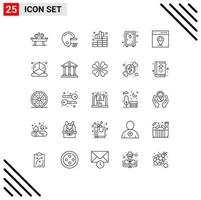 Line Pack of 25 Universal Symbols of interface garden analytics park locker Editable Vector Design Elements