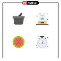 Mobile Interface Flat Icon Set of 4 Pictograms of basket interface email office user Editable Vector Design Elements