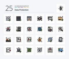 Data Protection 25 Line Filled icon pack including data. mail. data. email. scan vector
