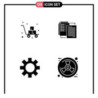 Group of 4 Modern Solid Glyphs Set for box shareit fragile share gear Editable Vector Design Elements