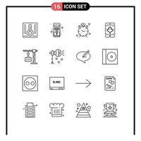 Set of 16 Modern UI Icons Symbols Signs for crane leaf time canada mobile Editable Vector Design Elements