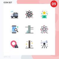 9 Thematic Vector Flat Colors and Editable Symbols of tools and utensils search black mobile star Editable Vector Design Elements