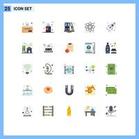 paquete de iconos de vector de stock de 25 signos y símbolos de línea para elementos de diseño de vector editables de molécula de lanzamiento de educación de cohete de inicio