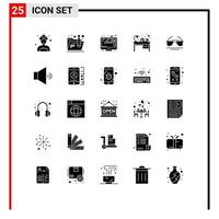 25 iconos creativos signos y símbolos modernos de mesa de estudio ocular mesa digital escritorio elementos de diseño vectorial editables vector