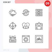 Outline Pack of 9 Universal Symbols of dad media data distractions social media Editable Vector Design Elements