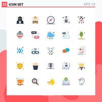 Set of 25 Modern UI Icons Symbols Signs for music party compass night navigation Editable Vector Design Elements