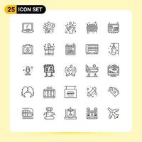 Universal Icon Symbols Group of 25 Modern Lines of digital creative bouquet sku barcode Editable Vector Design Elements