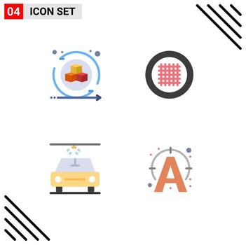 Group of 4 Modern Flat Icons Set for environment wash virtual line text Editable Vector Design Elements
