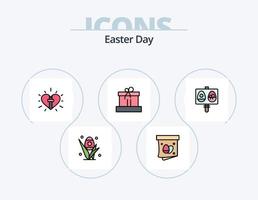 Easter Line Filled Icon Pack 5 Icon Design. eggs. easter. egg. holiday. flower vector