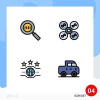 Universal Icon Symbols Group of 4 Modern Filledline Flat Colors of code champion magnifying quad copter sport Editable Vector Design Elements