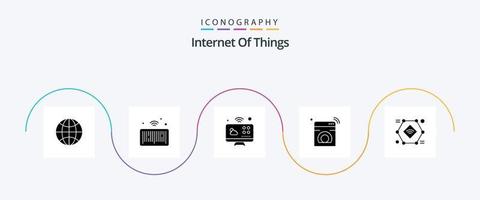 paquete de iconos de glifo 5 de internet de las cosas que incluye internet de las cosas. Lavado. comunicaciones máquina. Internet vector