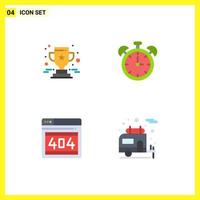 Set of 4 Vector Flat Icons on Grid for achievement web star education error Editable Vector Design Elements